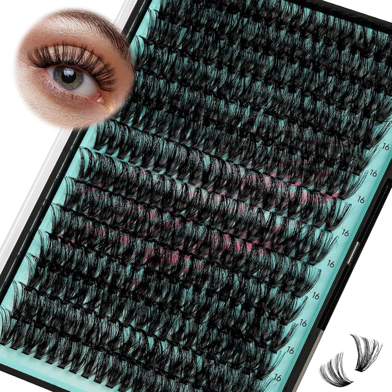 Lash Clusters Wispy 280PCS Eyelash Extension 70D Cluster Lashes Individual Lashes DIY Lash Extension Natural Look Cluster Eyelash Extensions Soft False Eyelashes at Home for Beginners(16mm)-GlimoraGlow