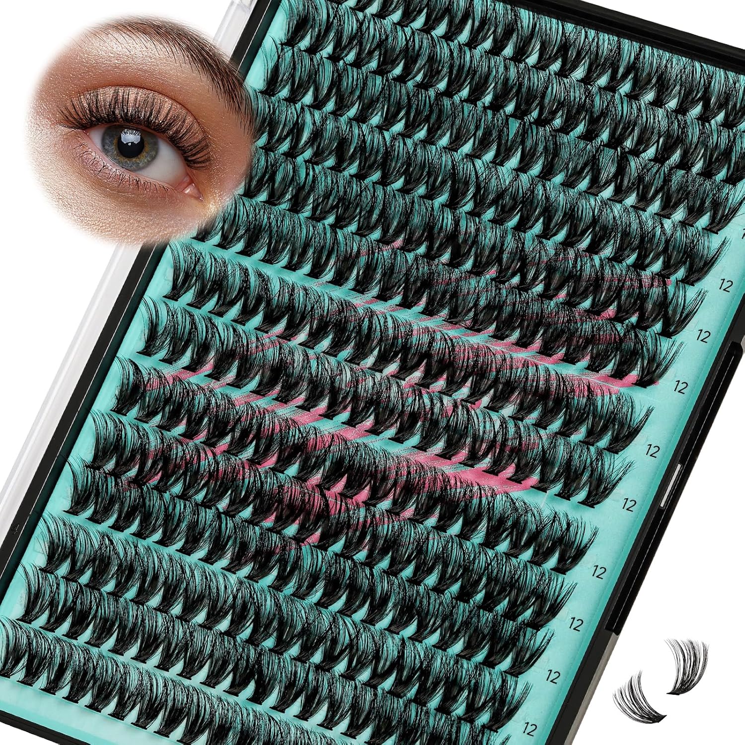 Lash Clusters Wispy 280PCS Eyelash Extension 60D Cluster Lashes Individual Lashes DIY Lash Extension Natural Look Cluster Eyelash Extensions Soft False Eyelashes at Home for Beginners(12mm)-GlimoraGlow