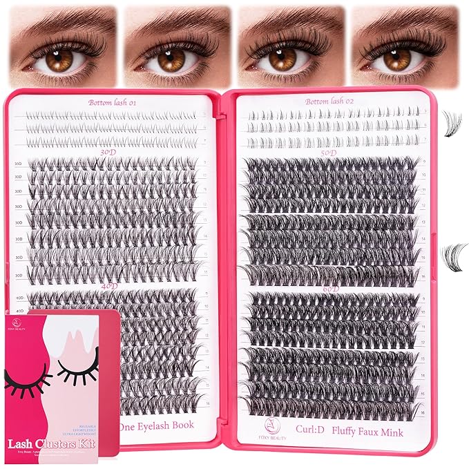 CCODDY Lash Clusters Kit - False Eyelash with Bottom Lashes - 748 Pieces - Black, Synthetic, Lightweight & Soft Fibers - D Curl Upper & 5-7MM Bottom - No Adhesives Included-GlimoraGlow