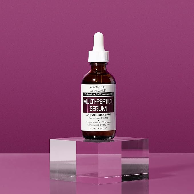 Advanced Clinicals Multi Peptides Serum For Face | Visible Anti Aging Hydrating Collagen Peptide Facial Serum With Vitamin E Helps Improve Look Of Wrinkles, Puffiness, & Uneven Skin Tone, 2-Pack-GlimoraGlow