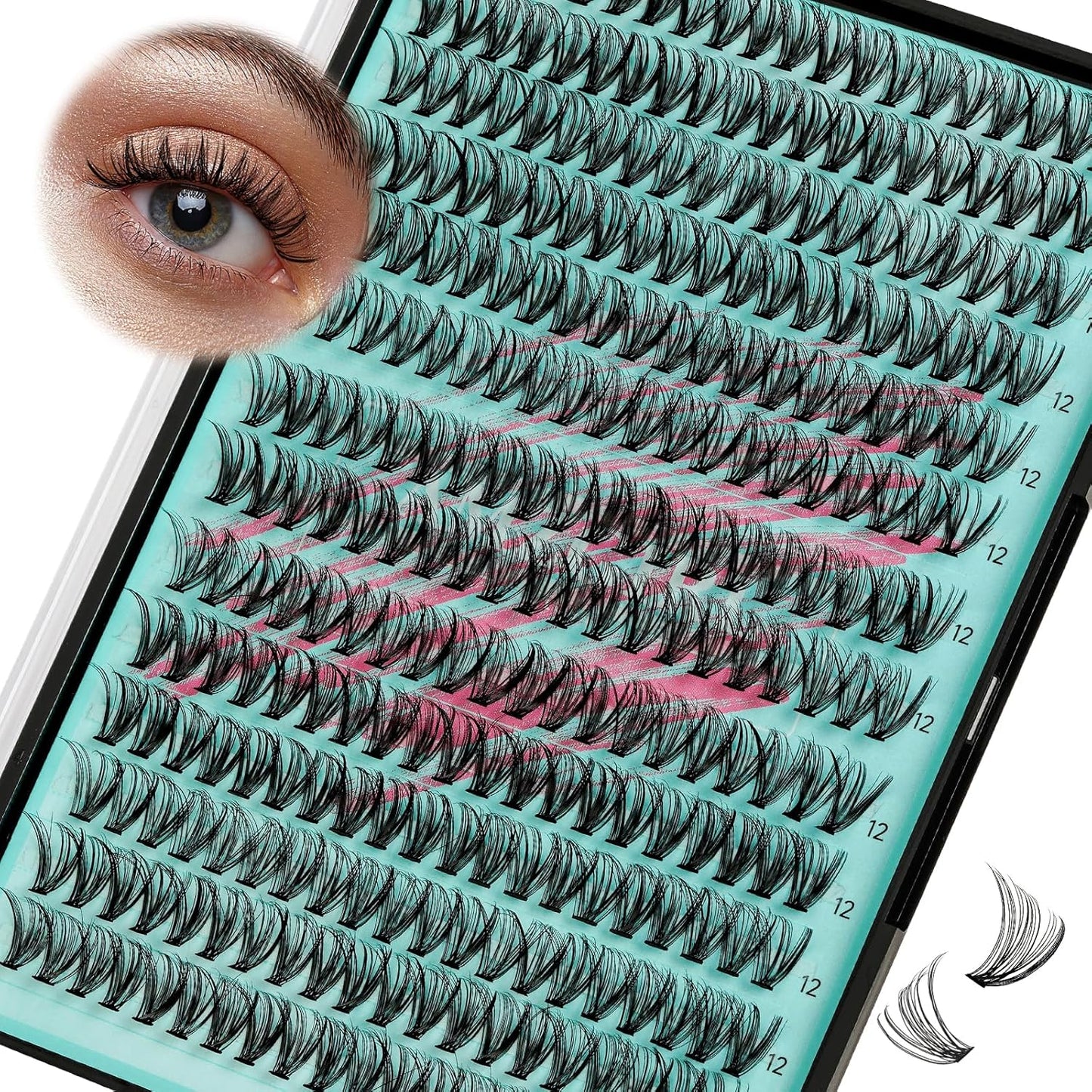 Lash Clusters Wispy 280PCS Eyelash Extension 30D Cluster Lashes Individual Lashes DIY Lash Extension Natural Look Cluster Eyelash Extensions Soft False Eyelashes at Home for Beginners(12mm)-GlimoraGlow
