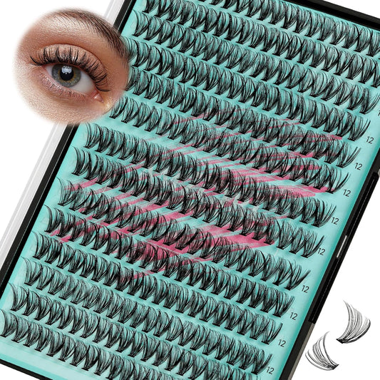 Lash Clusters Wispy 280PCS Eyelash Extension 30D Cluster Lashes Individual Lashes DIY Lash Extension Natural Look Cluster Eyelash Extensions Soft False Eyelashes at Home for Beginners(12mm)-GlimoraGlow