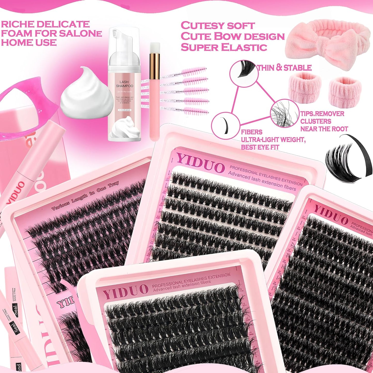 994Pcs Bulk Packs Lashes Clusters Kit Volume False Eyelash Extensions D Curl Wispy Individual Fake Eyelashes, Volume Studio Effect, Wholesale Large Pack with Glue&Seal|Tweezers|Removers|Cleanser-GlimoraGlow
