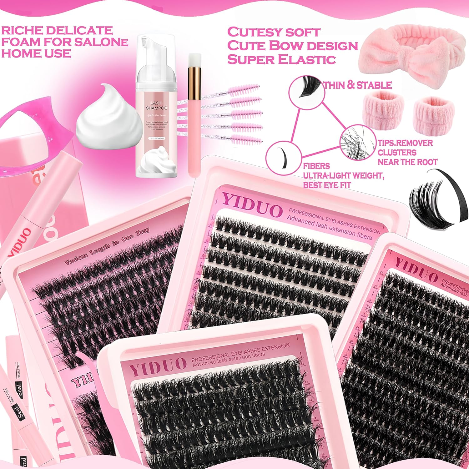 994Pcs Bulk Packs Lashes Clusters Kit Volume False Eyelash Extensions D Curl Wispy Individual Fake Eyelashes, Volume Studio Effect, Wholesale Large Pack with Glue&Seal|Tweezers|Removers|Cleanser-GlimoraGlow