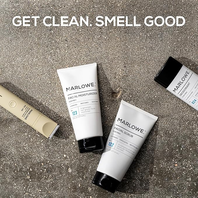 MARLOWE. Skin Care Set, No. 122 Facial Scrub 6 oz & No. 123 Facial Moisturizer 6 oz with Natural Extracts & Antioxidants, Cleanses, Exfoliates, Hydrates & Soothes-GlimoraGlow