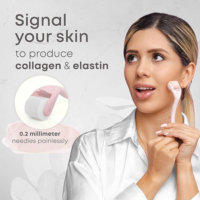 Derma Roller & Ice Roller 2 in 1 for Beard Hair Skin Face 540 Titanium.25mm - Self Care Gifts Facial Skin Care Tools…-GlimoraGlow