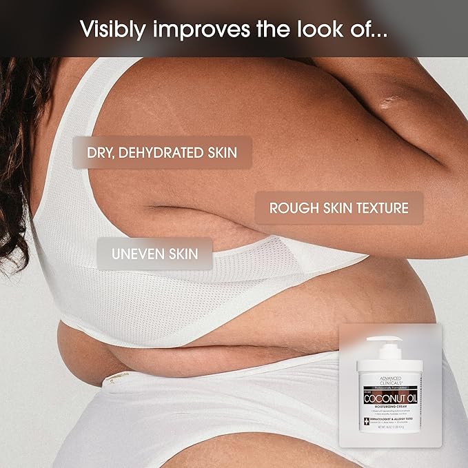 Advanced Clinicals Unscented Retinol Body Lotion & Face Moisturizer + Coconut Oil Body Cream For Women & Men | 2PC Skincare Set Helps Reduce Appearance Of Crepey Skin + Irritated Dry Skin, 2pc Set-GlimoraGlow