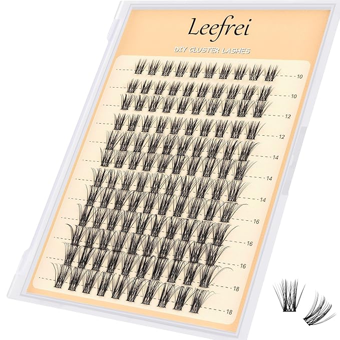 Eyelash Clusters 10-18mm Wispy Eyelash Clusters D Curl DIY Cluster Lash Extension Kit Individual Lashes Kit With Bond & Seal, Glue Remover, Tweezers(LF03 Lashes Set)-GlimoraGlow
