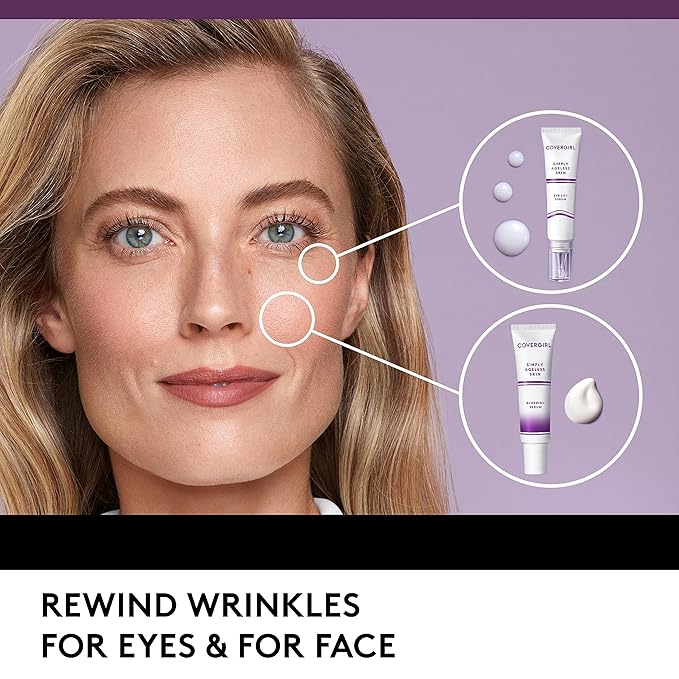 COVERGIRL Simply Ageless Skin Eye Lift Serum, Reduces Wrinkles, 1 Pack, 0.92 Oz ,Serum, Face Serum, Skin Tightening Serum, Anti-Wrinkle Serum, Tighter Skin, Instantly Youthful, Works Well With Makeup-GlimoraGlow