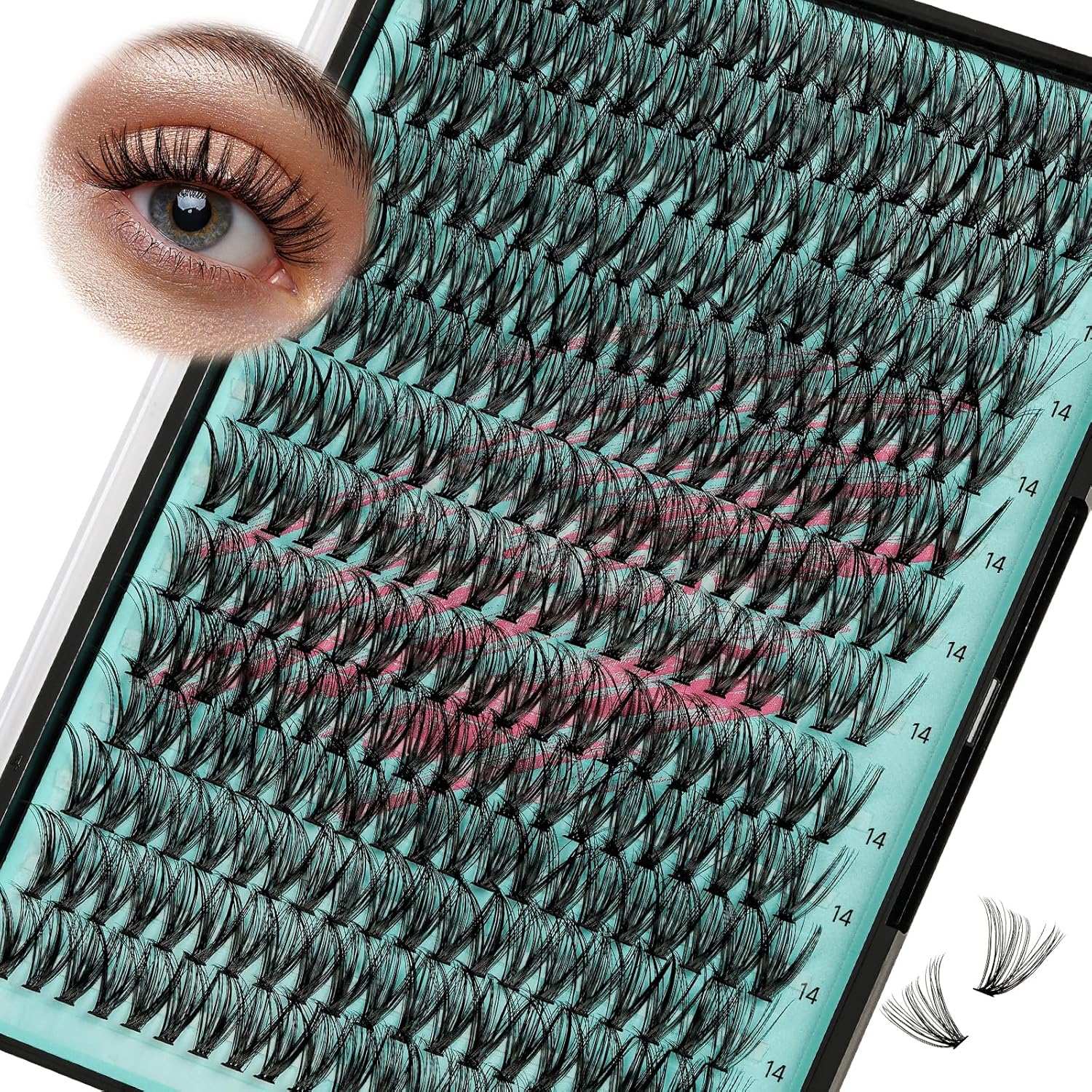Lash Clusters Wispy 280PCS Eyelash Extension 30D Cluster Lashes Individual Lashes DIY Lash Extension Natural Look Cluster Eyelash Extensions Soft False Eyelashes at Home for Beginners(14mm)-GlimoraGlow