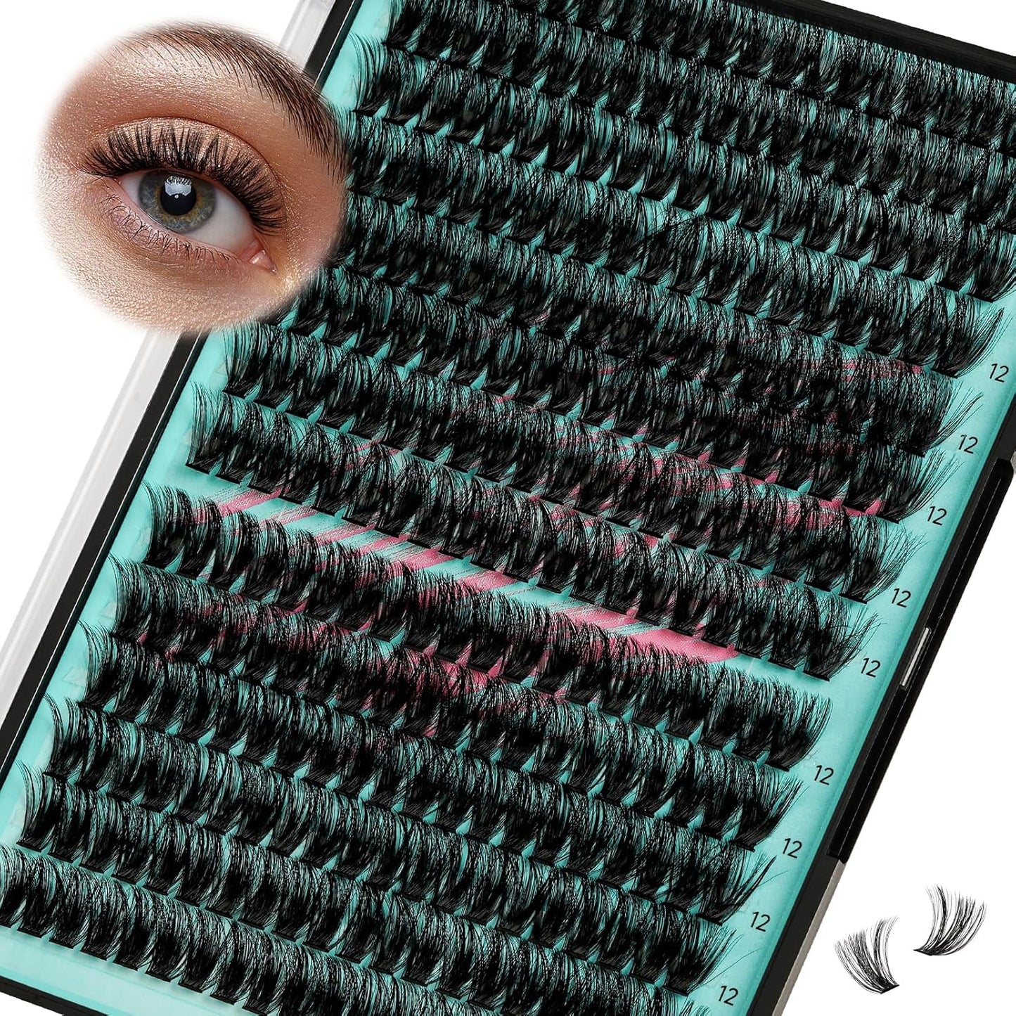 Lash Clusters Wispy 280PCS Eyelash Extension 80D Cluster Lashes Individual Lashes DIY Lash Extension Natural Look Cluster Eyelash Extensions Soft False Eyelashes at Home for Beginners(12mm)-GlimoraGlow