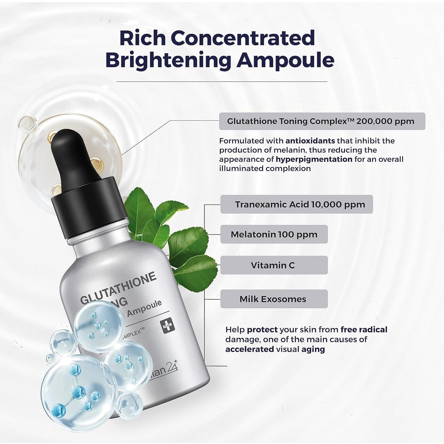 Centellian 24 Glutathione Toning Boosting Ampoule - Illuminated & Even Skin Tone. Glutathione Complex 200,000 ppm, Niacinamide & Vitamins (1.01 fl oz) by Dongkook Pharmaceutical-GlimoraGlow