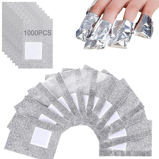 1000PCS Nail Polish Remover Foil Wraps, Nail Polish Remover Wrap with 1.18'' Pre-attached Lint Free Cotton Pads, Foil Wraps Aluminium Soak Off Gel Nail Polish Removal Tool Finger-GlimoraGlow