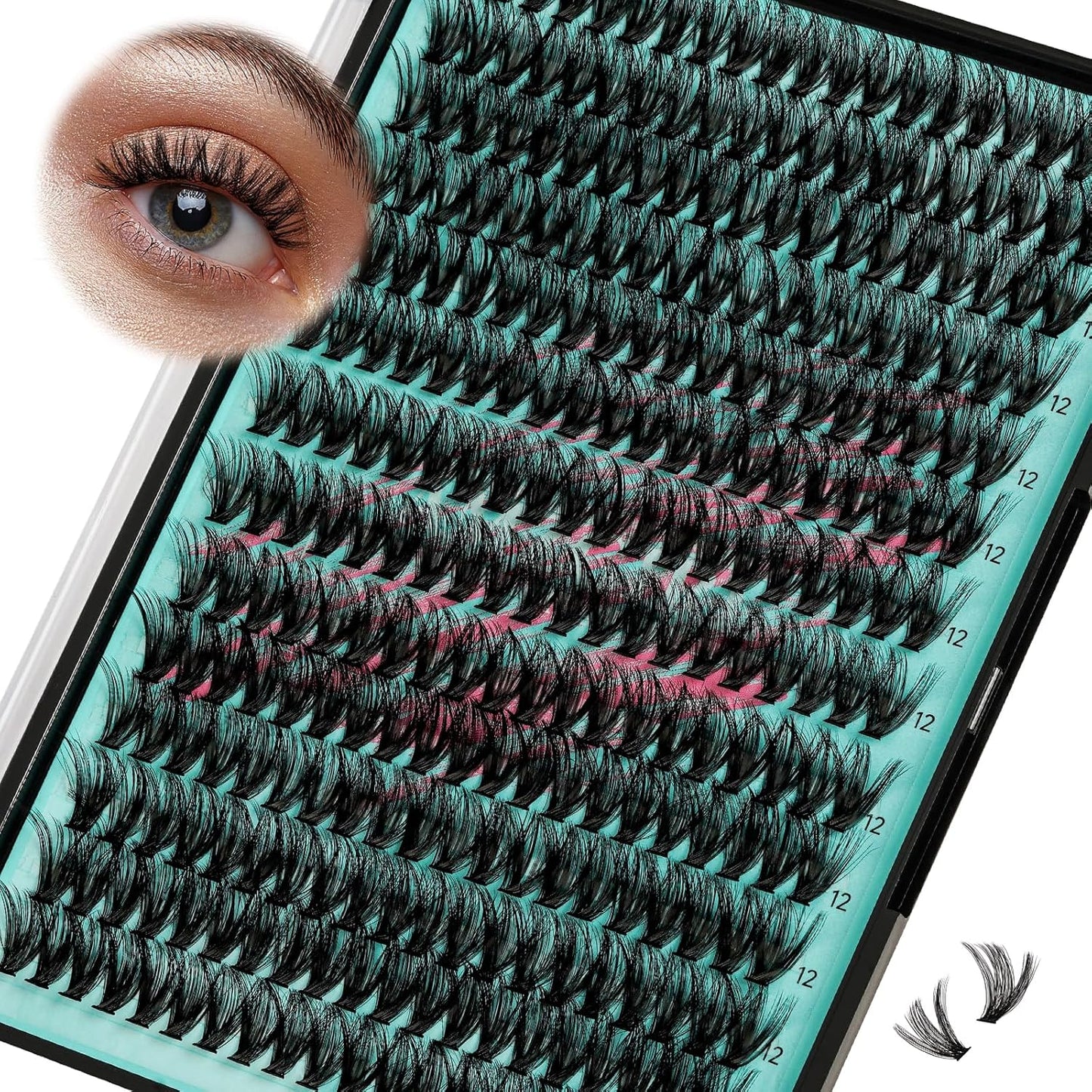 Lash Clusters Wispy 280PCS Eyelash Extension 40D 50D Cluster Lashes Individual Lashes DIY Lash Extension Natural Look Cluster Eyelash Extensions Soft False Eyelashes at Home for Beginners(12mm)-GlimoraGlow
