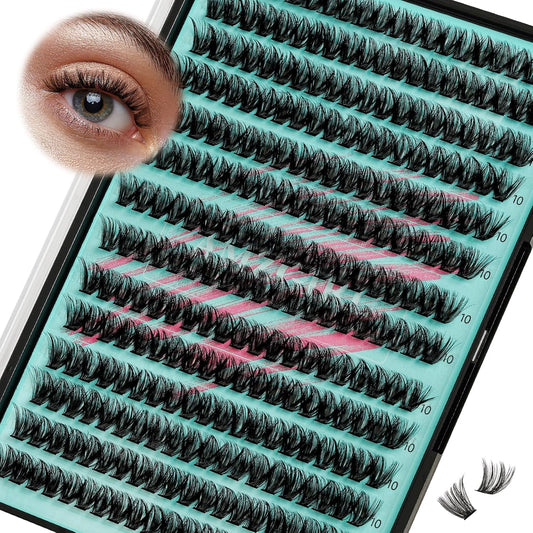 Lash Clusters Wispy 280PCS Eyelash Extension 40D 50D Cluster Lashes Individual Lashes DIY Lash Extension Natural Look Cluster Eyelash Extensions Soft False Eyelashes at Home for Beginners(10mm)-GlimoraGlow