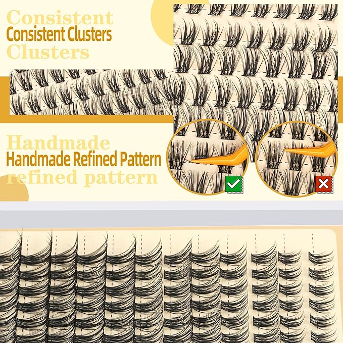 Eyelash Clusters 10-18mm Wispy Eyelash Clusters D Curl DIY Cluster Lash Extension Kit Individual Lashes Kit With Bond & Seal, Glue Remover, Tweezers(LF03 Lashes Set)-GlimoraGlow