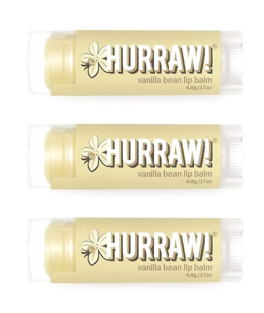 Hurraw! Vanilla Bean Lip Balm, 3 Pack: Organic, Certified Vegan, Cruelty and Gluten Free. Non-GMO, 100% Natural Ingredients. Bee, Shea, Soy and Palm Free. Made in USA-GlimoraGlow