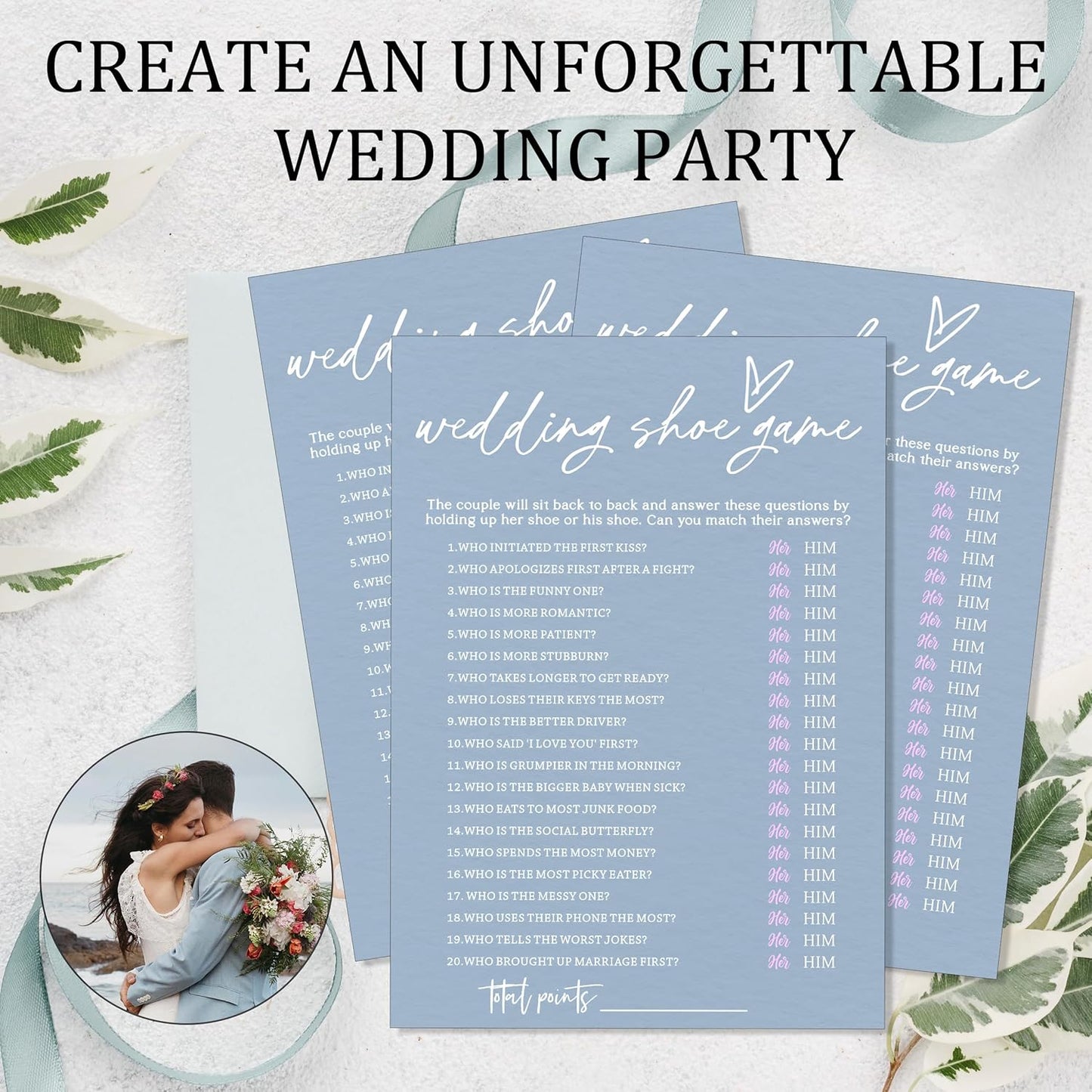 Fun Wedding Games Set - 25 Bridal Shower Games Cards, Engaging Bridal Party Entertainment for Wedding Shower, Engagement Party & Reception Fun a Must-Have for Minimalist Newlywed Game - B06