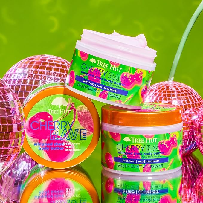 Tree Hut Cherry Rave Whipped Shea Body Butter | Long-lasting Hydration Leaves Skin Feeling Soft & Moisturized | Limited Edition Fall | Nourishing Essential Body Care | 8.4 fl oz.-GlimoraGlow