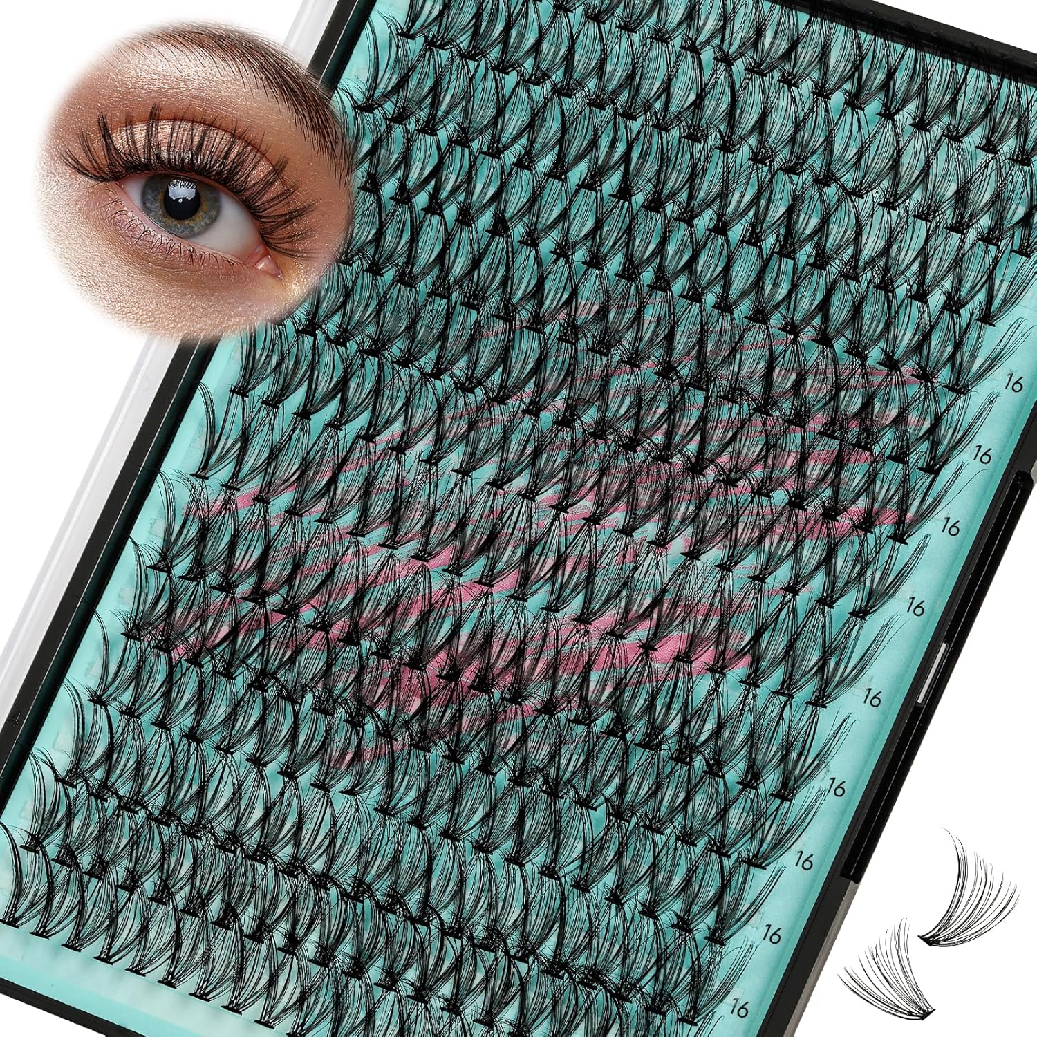 Lash Clusters Wispy 280PCS Eyelash Extension 30D Cluster Lashes Individual Lashes DIY Lash Extension Natural Look Cluster Eyelash Extensions Soft False Eyelashes at Home for Beginners(16mm)-GlimoraGlow