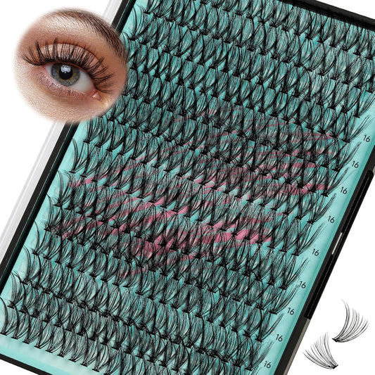 Lash Clusters Wispy 280PCS Eyelash Extension 30D Cluster Lashes Individual Lashes DIY Lash Extension Natural Look Cluster Eyelash Extensions Soft False Eyelashes at Home for Beginners(16mm)-GlimoraGlow