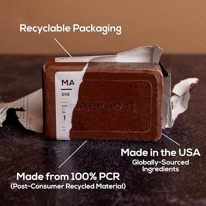 MARLOWE. No. 109 Coffee Bar Soap 7 oz (12 Bars) – Exfoliating Body Scrub for Men with Natural Extracts, Caffeine, Coffee Bean & Cocoa Butter – Energizing Fresh Brewed Scent-GlimoraGlow