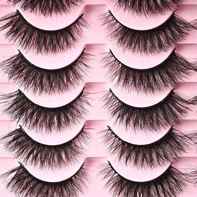 FARRED Natural Lashes Short Eyelashes Wispy False Mink Lash Pack 14 Pair Fluffy Cat Eye Strip Eyelash that Looks Like Extensions Small Fake Lashes for MUA and Beginners Daily Makeup (F14 | 8-15mm)-GlimoraGlow