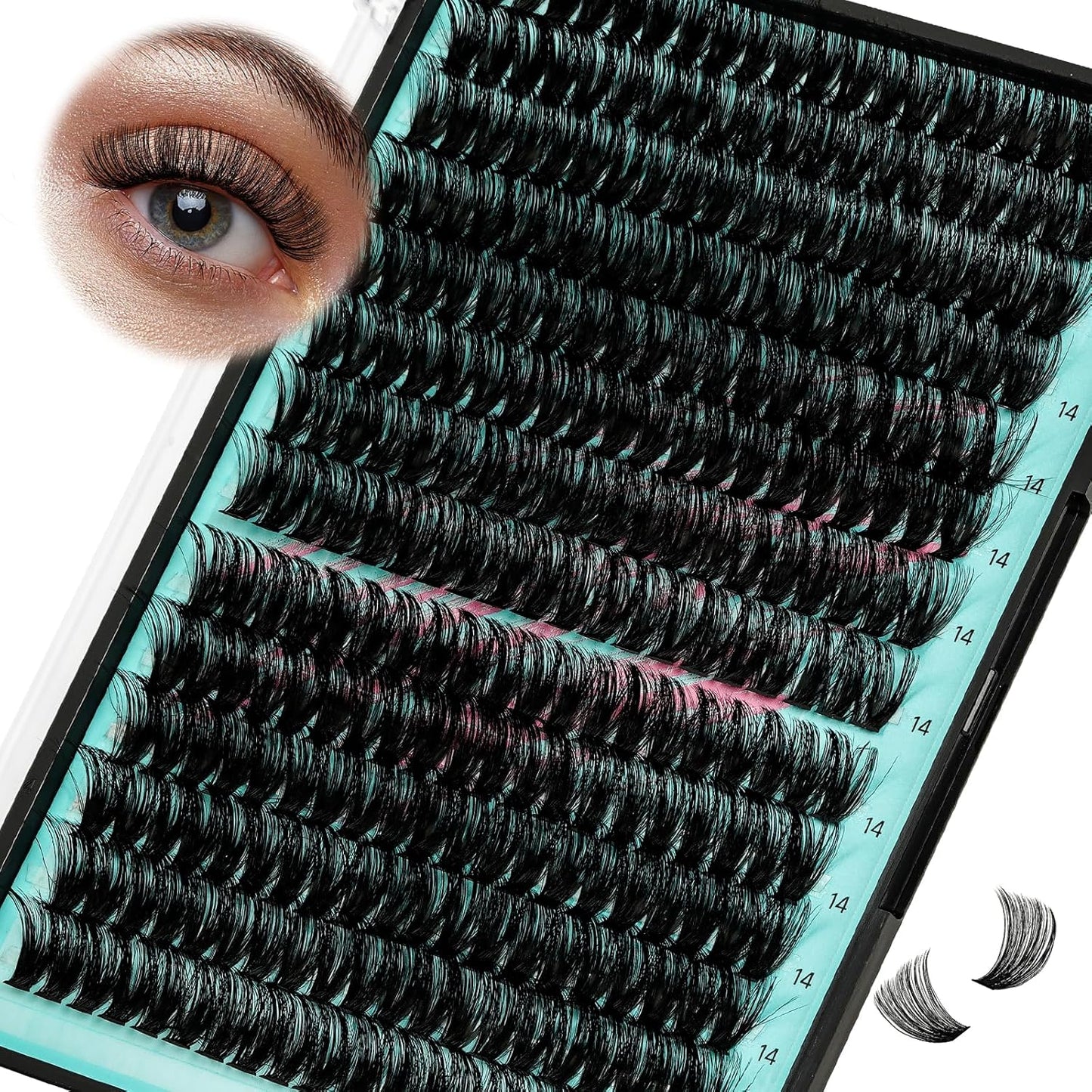 Lash Clusters Wispy 280PCS Eyelash Extension 80D Cluster Lashes Individual Lashes DIY Lash Extension Natural Look Cluster Eyelash Extensions Soft False Eyelashes at Home for Beginners(14mm)-GlimoraGlow