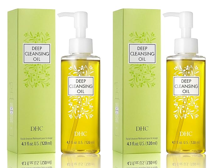 DHC Deep Cleansing Oil Medium 2 pack, Facial Cleansing Oil, Makeup Remover, Cleanses without Clogging Pores, Residue-Free, Fragrance and Colorant Free, All Skin Types, 4.1 fl. oz.-GlimoraGlow