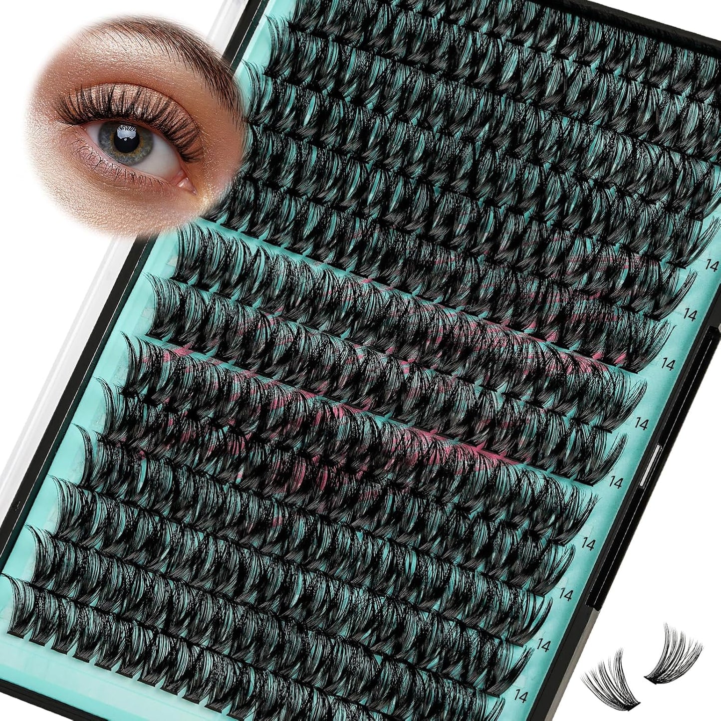 Lash Clusters Wispy 280PCS Eyelash Extension 50D Cluster Lashes Individual Lashes DIY Lash Extension Natural Look Cluster Eyelash Extensions Soft False Eyelashes at Home for Beginners(14mm)-GlimoraGlow