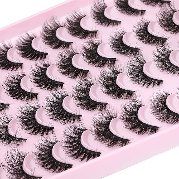 JIMIRE False Eyelashes Natural Fluffy Wispy Faux Mink Lashes 5D 14mm-18mm 5 Styles Mixed Lashes for Small Eyes Natural Look Fake Eyelashes 20 Pairs Multipack-GlimoraGlow