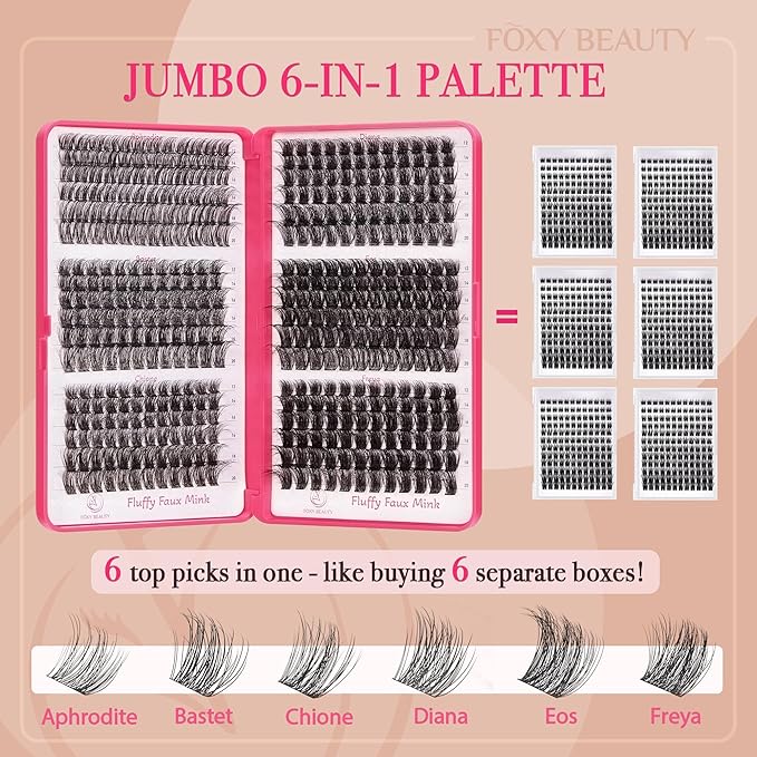 Diva Lash Clusters Kit - 432 Pieces Lash Clusters D Curl Lash Extension Kit Fluffy Lash Clusters Kit WideSpan Individual Lashes 12-20mm Eyelash Clusters, Eyelash Extension Kit With Bond and Seal-GlimoraGlow
