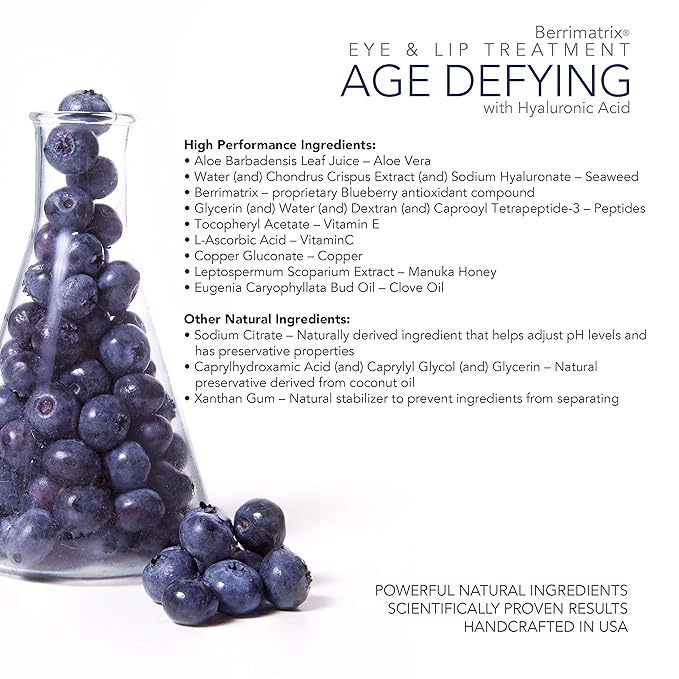 Airelle Age-Defying Eye and Lip Treatment | Anti Aging, Helps Reduce Wrinkles, Fine Lines | Dermatologist Recommended | Hyaluronic Acid, Berrimatrix | Natural Ingredients | .3 Fl Oz-GlimoraGlow