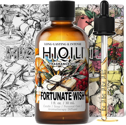 HIQILI Fortunate Wish Fragrance Oil for Diffusers & Candle Making, Inspired by A.na Su Luck-Wish, Skin Safe Scented Oil for Soap, Laundry, Vegan, Long Lasting - 1 Fl Oz-GlimoraGlow