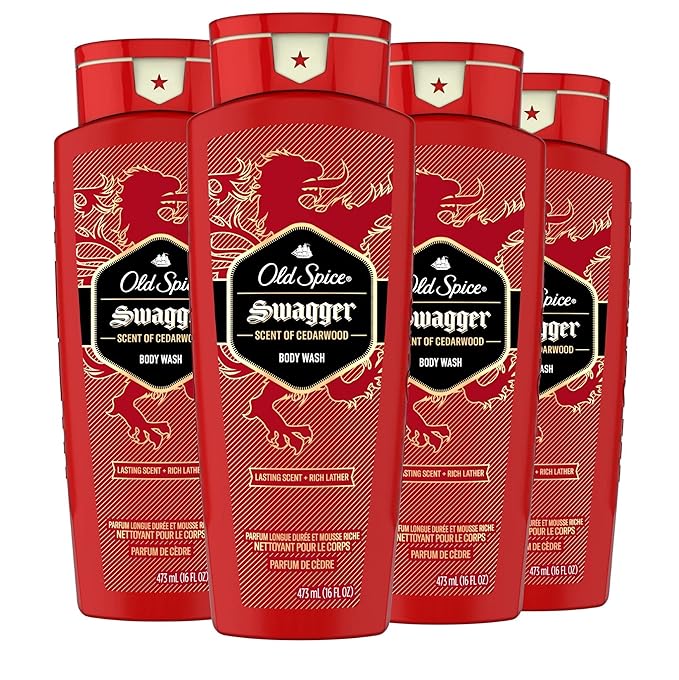Old Spice Men's Body Wash Swagger Scent, 24/7 Shower Freshness, 16 Fl Oz (Pack of 4)-GlimoraGlow