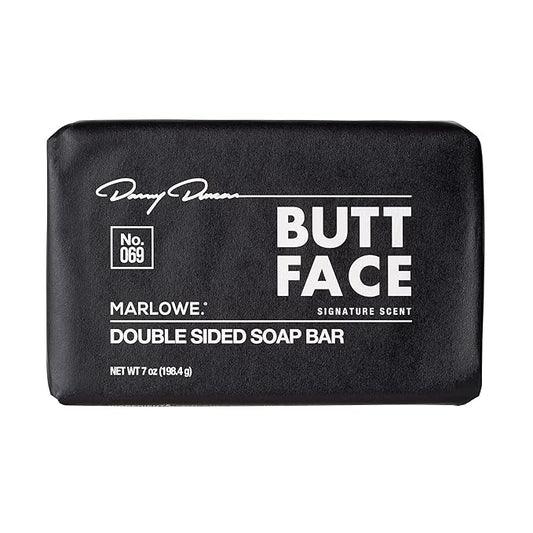 MARLOWE. No. 069 Butt Face Mens Soap, 7 Oz, Double Sided Moisturizing & Body Exfoliator Bar Soap with Pumice & Apricot Seed Powder, Crisp Sea Air, Fresh Sage + Cedarwood Scent-GlimoraGlow
