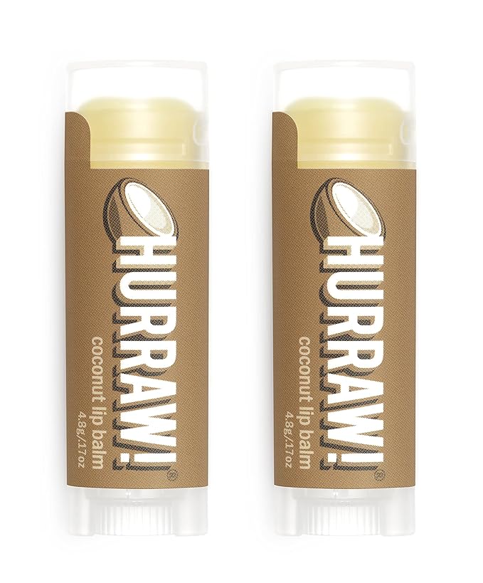Hurraw! Coconut Lip Balm, 2 Pack: Organic, Certified Vegan, Cruelty and Gluten Free. Non-GMO, 100% Natural Ingredients. Bee, Shea, Soy and Palm Free. Made in USA-GlimoraGlow