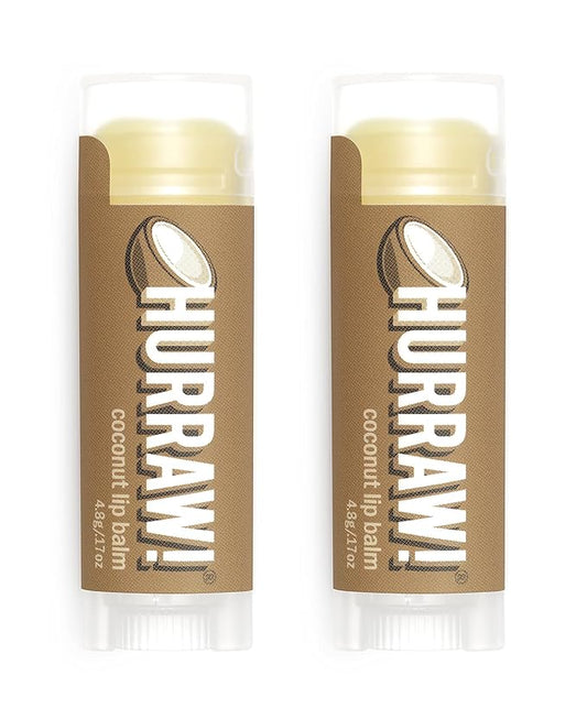Hurraw! Coconut Lip Balm, 2 Pack: Organic, Certified Vegan, Cruelty and Gluten Free. Non-GMO, 100% Natural Ingredients. Bee, Shea, Soy and Palm Free. Made in USA-GlimoraGlow