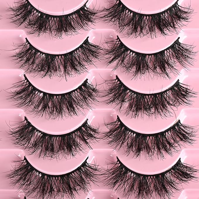 FARRED Fluffy Lashes Natural False Eyelashes Short Wispy Lash Pack 14 Pair Natural Look Cat Eye Strip Eyelash Small Fake Lashes Full Pestañas Sets for MUA and Beginners Daily Makeup (F11 | 7-16mm)-GlimoraGlow