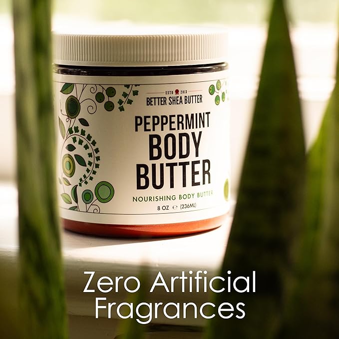 Peppermint Body Lotion | Moisturizer for Dry Skin | with Raw Shea Butter and Jojoba Oil | No Synthetic Fragrances, Non-Greasy Body Cream for Men and Women | 8 oz-GlimoraGlow