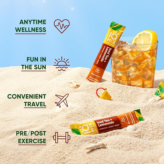 IQMIX Hydration Electrolyte Powder – 4-in-1 Formula for Hydration, Mental Clarity, Mood and Recovery – Sugar-Free Drink Mix, Keto, Magnesium L-Threonate, Lion’s Mane – 20 Count New Iced Tea Lemonade-GlimoraGlow