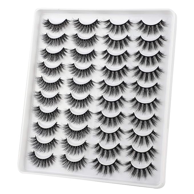 JIMIRE 20 Pairs False Eyelashes 2 Styles Mixed Fluffy Eyelashes Natural Volume Wispy Faux Mink Lashes Pack-GlimoraGlow
