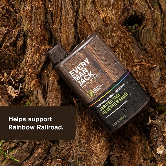 Every Man Jack Hydrating Body Wash for all skin types - Juniper Sage fragrance - Naturally Derived Ingredients - Cleanse, Nourish, and Hydrate Skin -Paraben Free, Phthalate Free, Dye Free-13.5oz - 2pk-GlimoraGlow