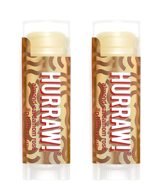 Hurraw! Almond, Cardamom, Rose (Vata) Lip Balm, 2 Pack: Organic, Certified Vegan, Cruelty and Gluten Free. Non-GMO, 100% Natural Ingredients. Bee, Shea, Soy and Palm Free. Made in USA-GlimoraGlow