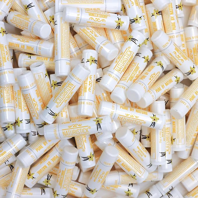 150-Pack Lip Balm in Bulk by Naturistick. Vanilla Scent. 100% Natural Ingredients. Best Beeswax Chapstick for Dry, Chapped Lips. Made in USA-GlimoraGlow