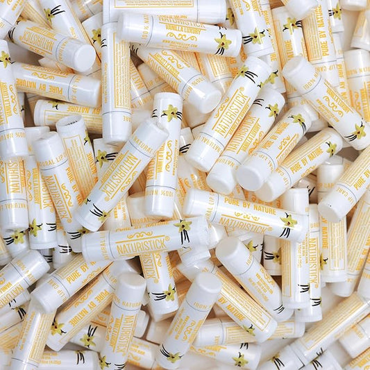 150-Pack Lip Balm in Bulk by Naturistick. Vanilla Scent. 100% Natural Ingredients. Best Beeswax Chapstick for Dry, Chapped Lips. Made in USA-GlimoraGlow