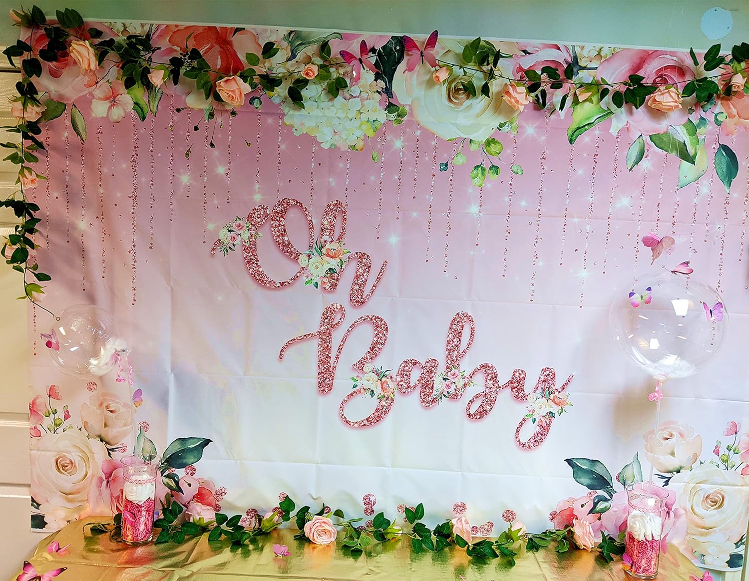 UKELER 2 Pack Artificial Flowers Garland Total 14FT Pink Rose Vines Hanging Flower Plants for Home Garden Party Outdoor Ceremony Wedding Arch Floral Decor