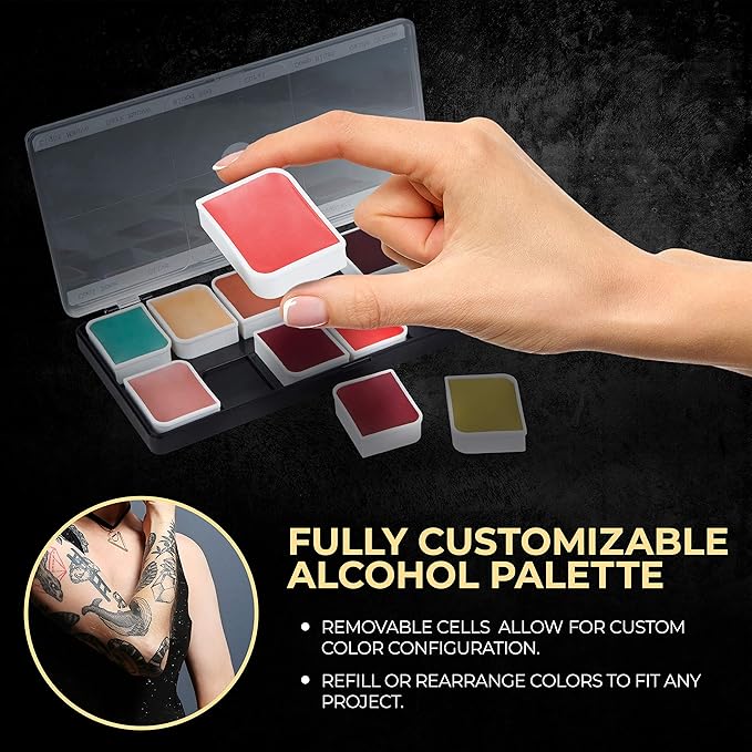 12-Color Complexion Alcohol-Activated Palette, Professional Quick Drying Waterproof SFX Makeup, Tattoo Cover-GlimoraGlow