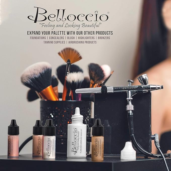 16 Ounce Bottle of Belloccio Makeup Airbrush Cleaner - Fast Acting Cleaning Solution, Quickly Cleans Flushes Out Airbrush Makeup Foundation, Blush, Highlighter - Clean Cosmetic Makeup Brushes, Paint-GlimoraGlow