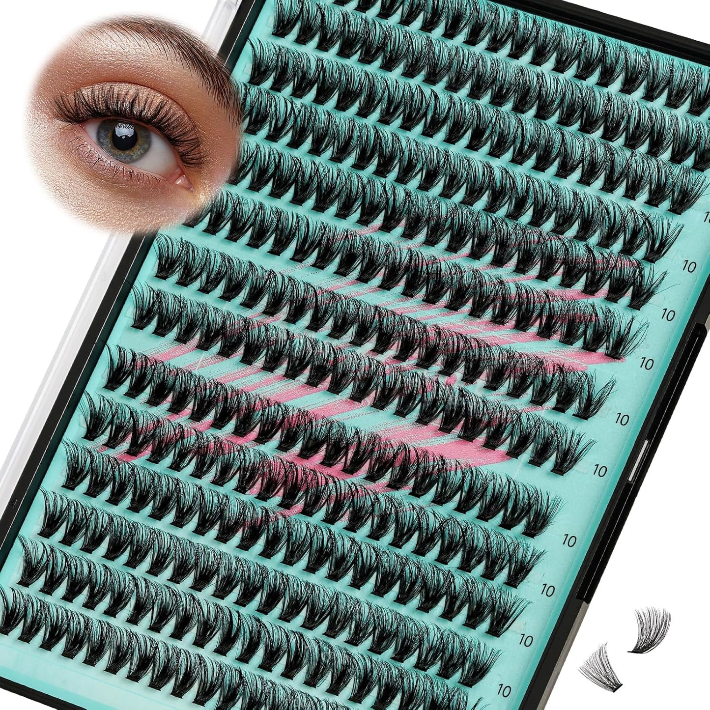 Lash Clusters Wispy 280PCS Eyelash Extension 60D Cluster Lashes Individual Lashes DIY Lash Extension Natural Look Cluster Eyelash Extensions Soft False Eyelashes at Home for Beginners(10mm)-GlimoraGlow